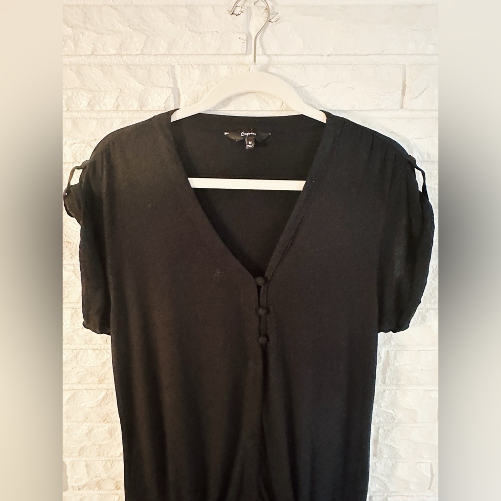 Express Short Sleeve Black Romper - Picture 2 of 3